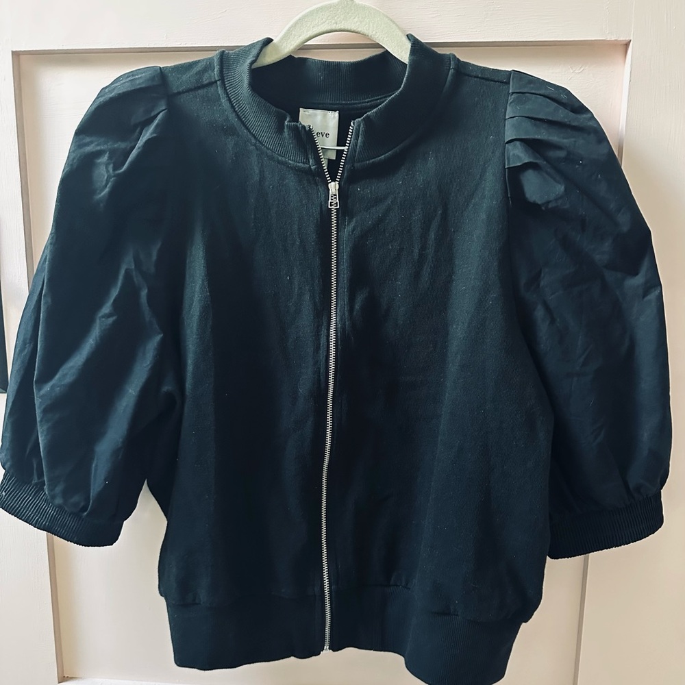 Maeve black, zip-front top
